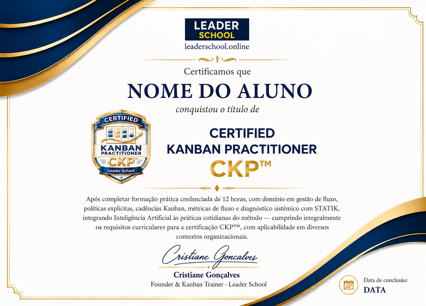 Certificado Certified Kanban Practitioner CKP Leader School